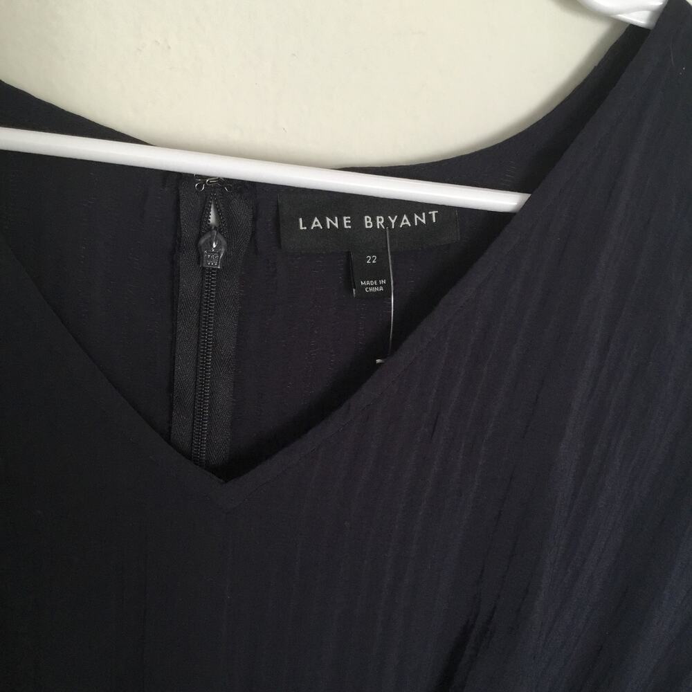 Lane Bryant Tiered Crepe Maxi Dress Blue Colorblock Long Sleeves v neck Sz 22P - Picture 4 of 10